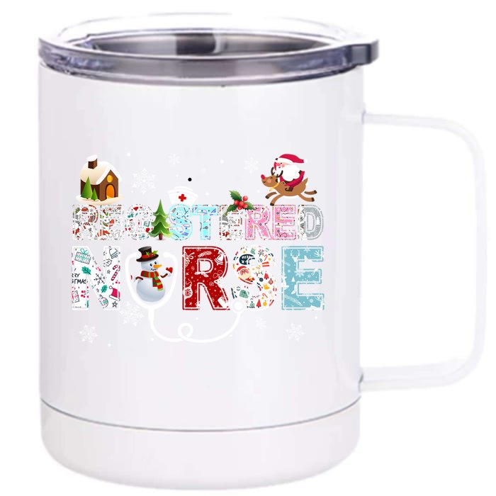 Registered Nurse Stethoscope Christmas Tree Ornat Decor Gift Front & Back 12oz Stainless Steel Tumbler Cup