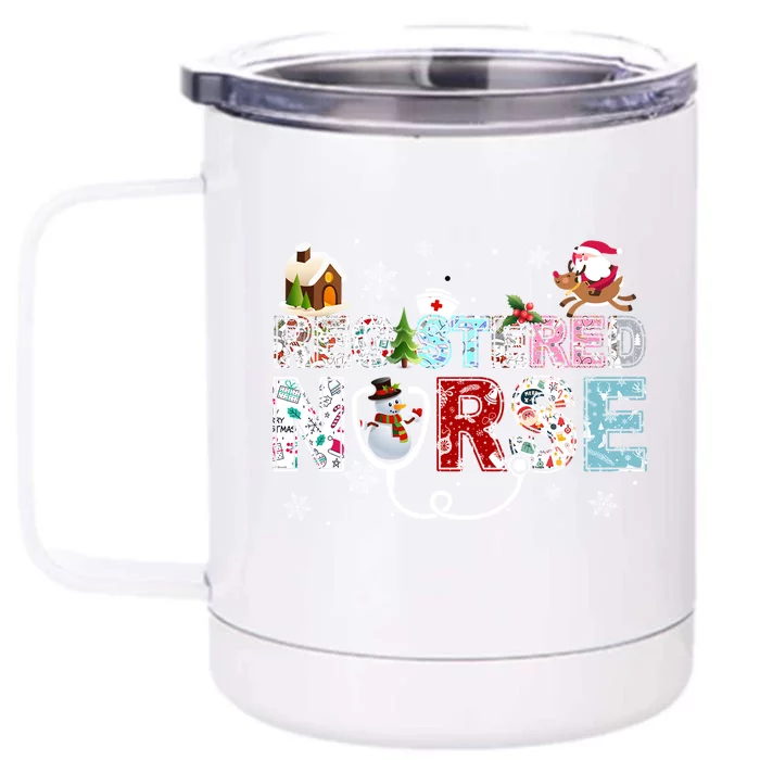 Registered Nurse Stethoscope Christmas Tree Ornat Decor Gift Front & Back 12oz Stainless Steel Tumbler Cup