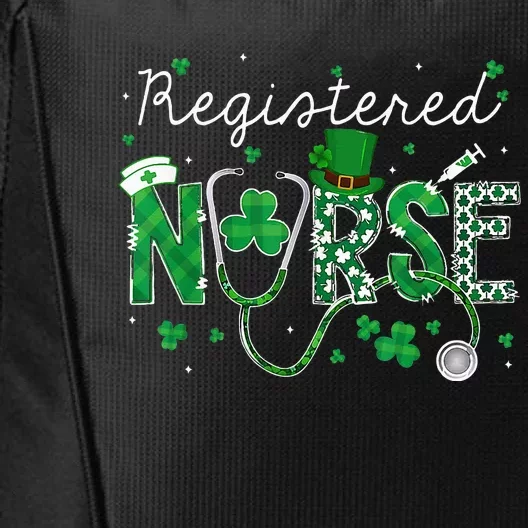 Registered Nurse St Patricks Day Stethoscope Shamrock City Backpack