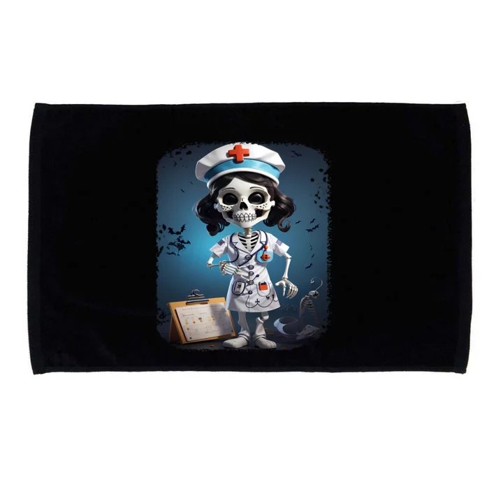 Registered Nurse Skeleton Pumpkin Aesthetic Halloween Nurses Great Gift Microfiber Hand Towel