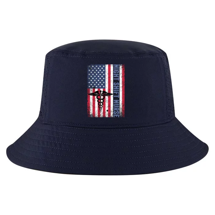 Rn Night Shift Nurse Gift Patriotic American Flag July 4 Gift Cool Comfort Performance Bucket Hat