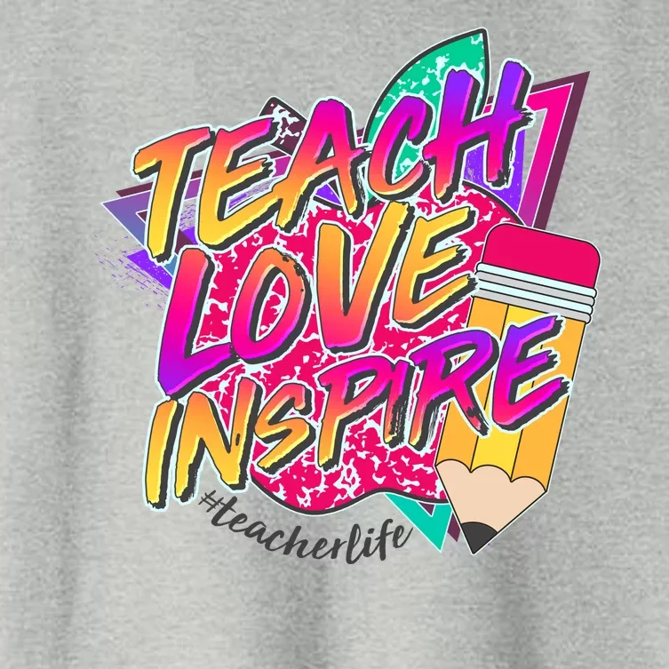 Retro Neon Teach Love Inspire #Teacher Life Women's Crop Top Tee