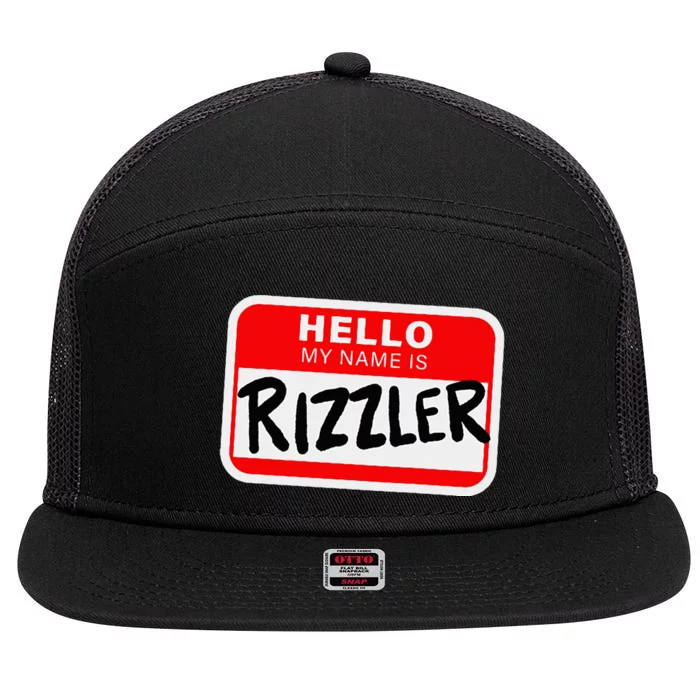 Rizzler Name Tag Rizz Design For Teens And Young 7 Panel Mesh Trucker Snapback Hat