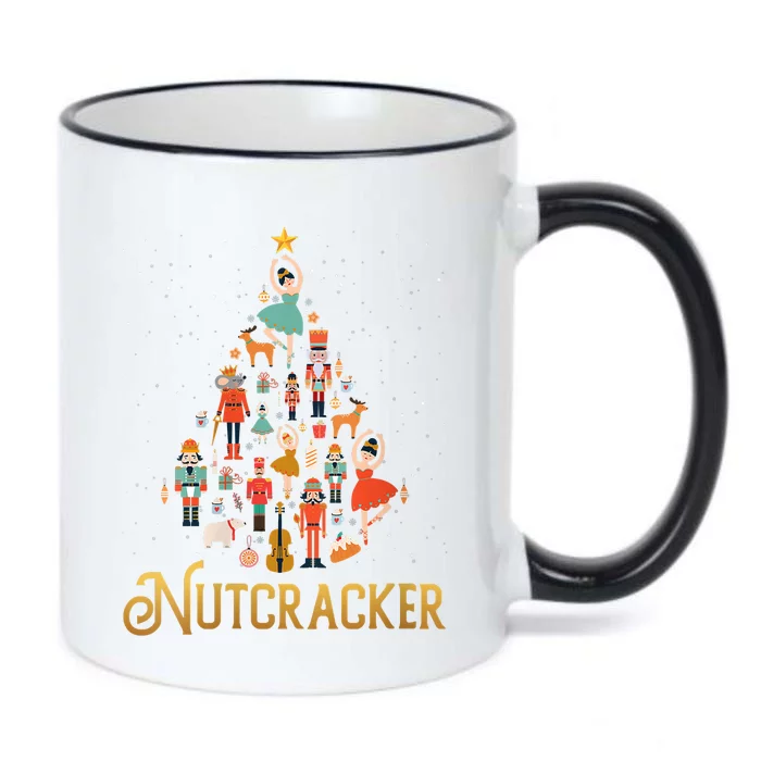 Retro Nutcracker Tree Ballet Dance Family Christmas Pajama Black Color Changing Mug