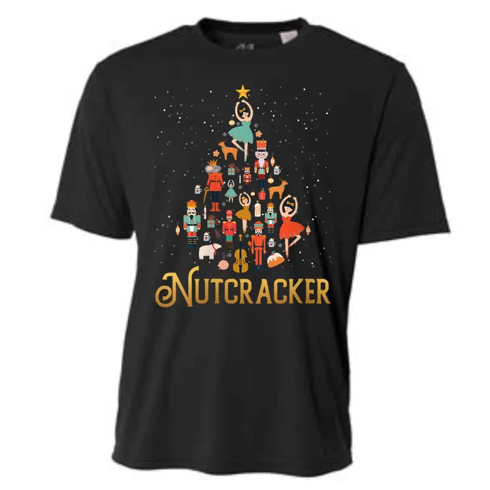 Retro Nutcracker Tree Ballet Dance Family Christmas Pajama Cooling Performance Crew T-Shirt