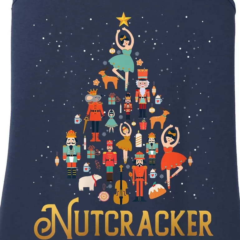 Retro Nutcracker Tree Ballet Dance Family Christmas Pajama Ladies Essential Tank