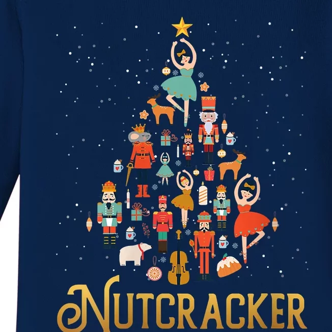 Retro Nutcracker Tree Ballet Dance Family Christmas Pajama Baby Long Sleeve Bodysuit