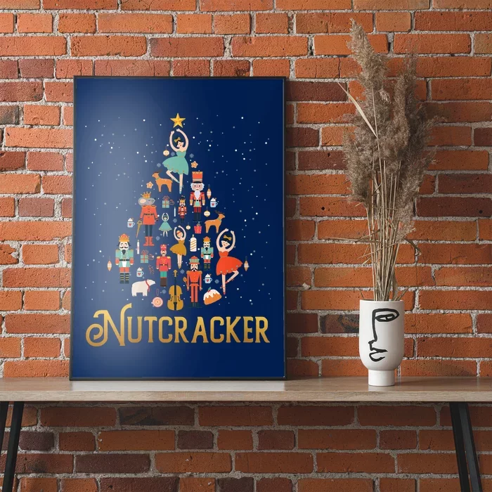 Retro Nutcracker Tree Ballet Dance Family Christmas Pajama Poster