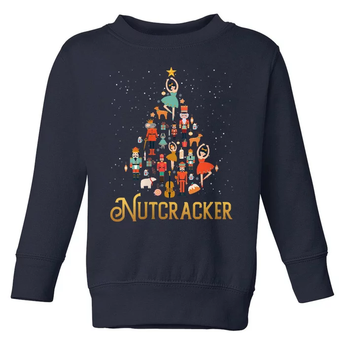 Retro Nutcracker Tree Ballet Dance Family Christmas Pajama Toddler Sweatshirt