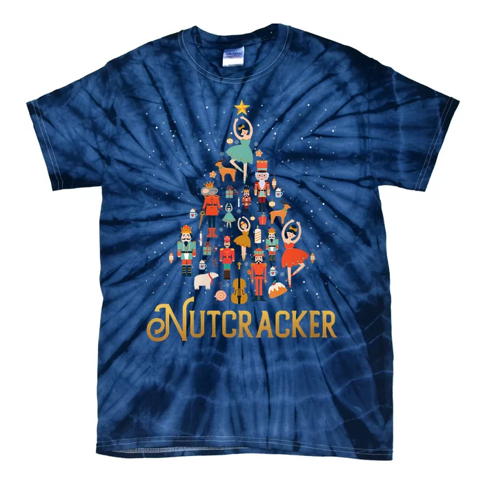 Retro Nutcracker Tree Ballet Dance Family Christmas Pajama Tie-Dye T-Shirt