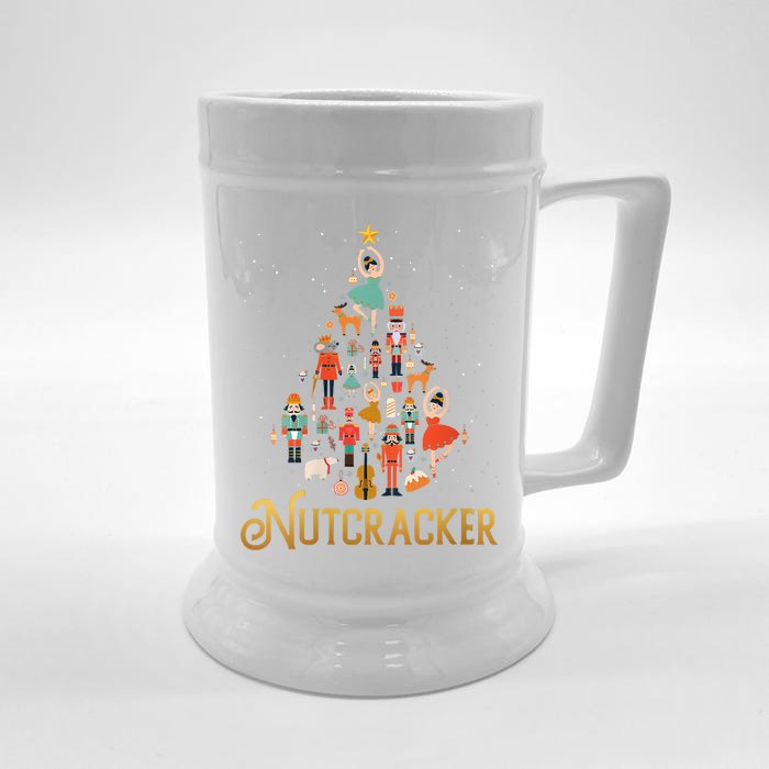 Retro Nutcracker Tree Ballet Dance Family Christmas Pajama Front & Back Beer Stein