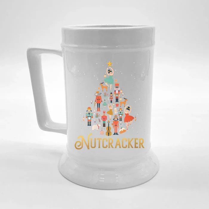 Retro Nutcracker Tree Ballet Dance Family Christmas Pajama Front & Back Beer Stein