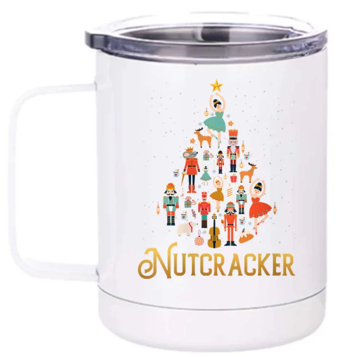 Retro Nutcracker Tree Ballet Dance Family Christmas Pajama Front & Back 12oz Stainless Steel Tumbler Cup