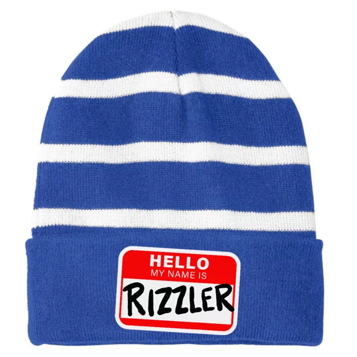 Rizzler Name Tag Rizz Striped Beanie with Solid Band