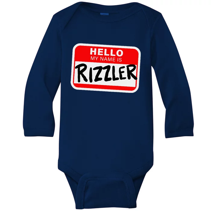 Rizzler Name Tag Rizz Baby Long Sleeve Bodysuit