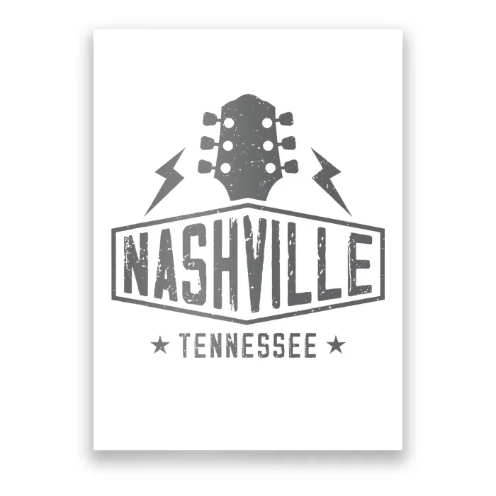 Retro Nashville Tennessee Guitar Vintage Country Music Poster