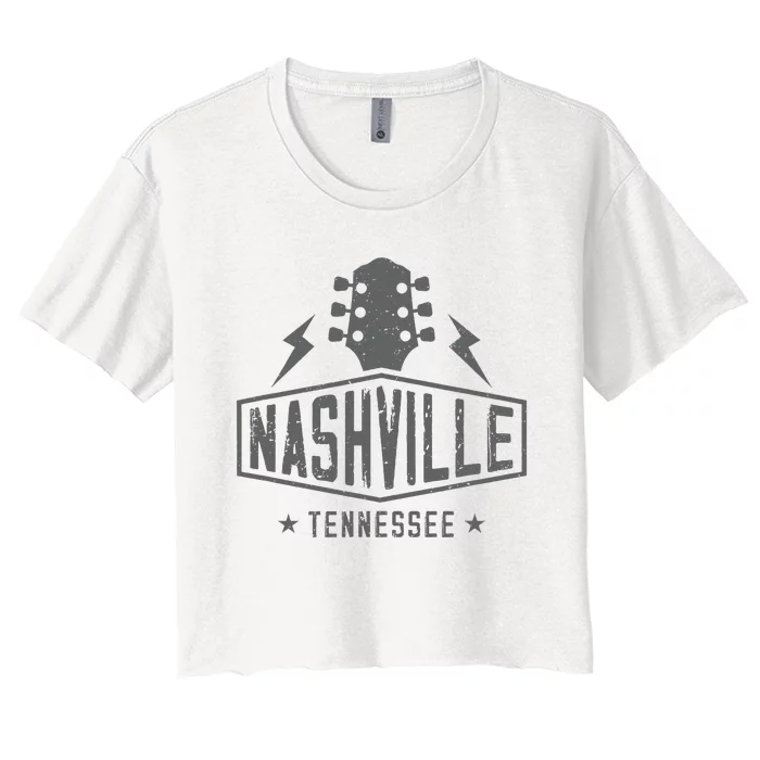 Retro Nashville Tennessee Guitar Vintage Country Music Women's Crop Top Tee