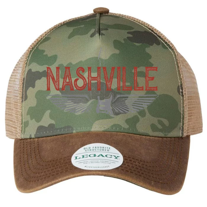 Retro Nashville Tennessee Guitar Wings Vintage Country Music Legacy Tie Dye Trucker Hat