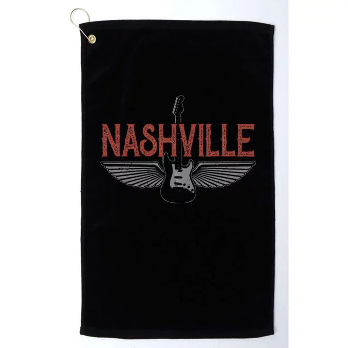 Retro Nashville Tennessee Guitar Wings Vintage Country Music Platinum Collection Golf Towel