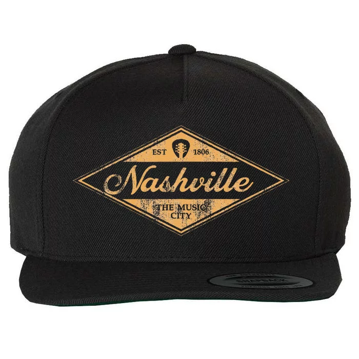 Retro Nashville Tennessee Vintage Throwback Guitar Kids Wool Snapback Cap