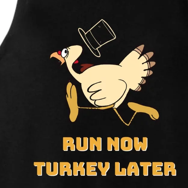 Run Now Turkey Later Funny Thanksgiving Running Marathon Gift Ladies Tri-Blend Wicking Tank