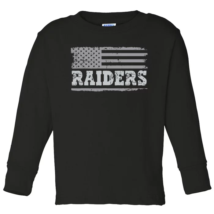 Raiders Name Usa Flag Gift Toddler Long Sleeve Shirt