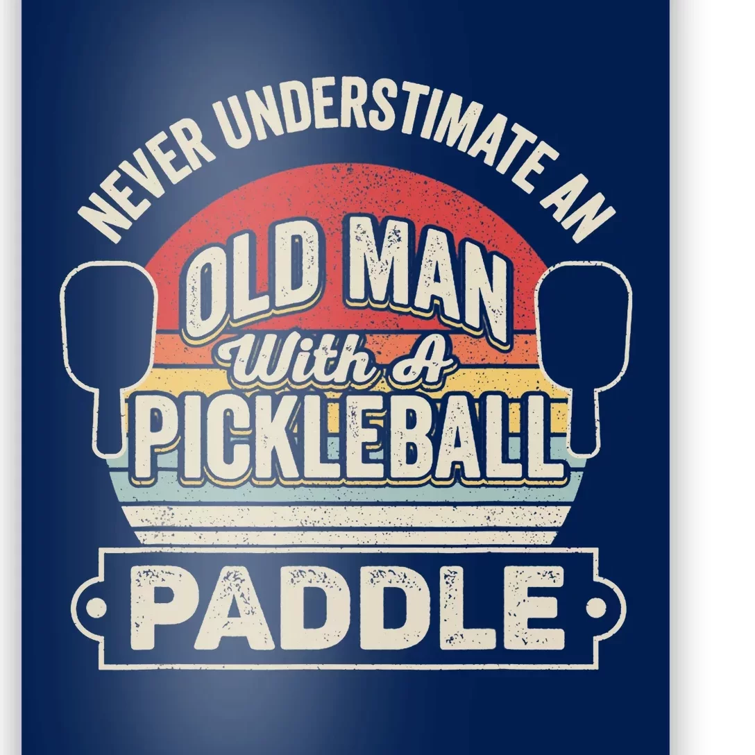 Retro Never Underestimate Old Man With Pickleball Paddle Poster