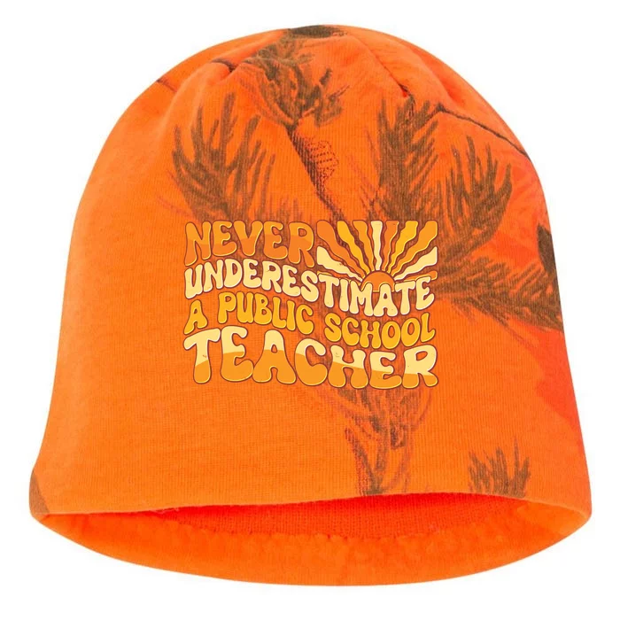 Retro Never Underestimate A Public A School Teacher Kati - Camo Knit Beanie