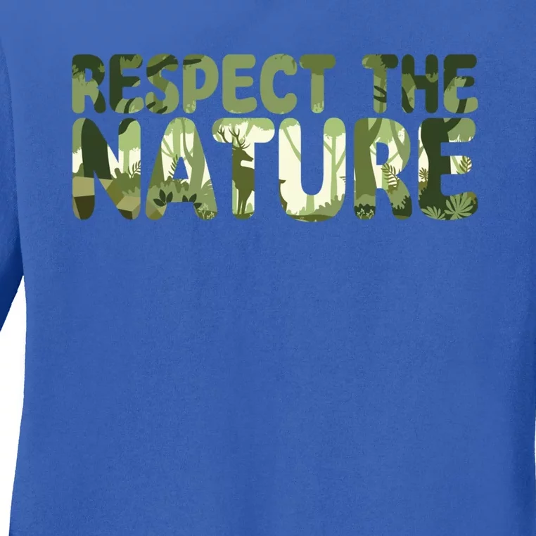 Respect Nature Vegan Food Veganism Vegetable Diet Gift Ladies Long Sleeve Shirt