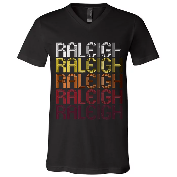 Raleigh Nc Vintage Style North Carolina V-Neck T-Shirt