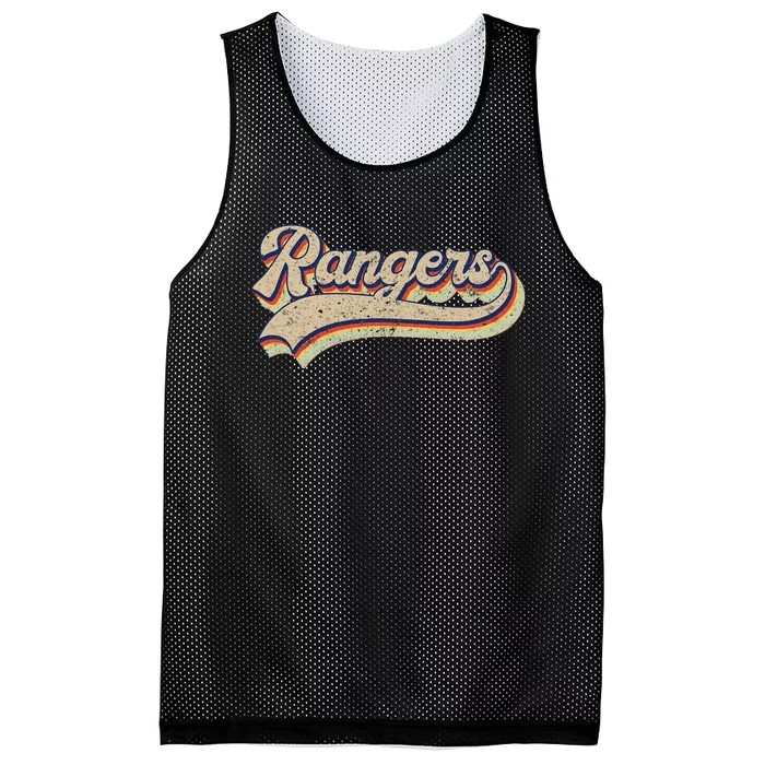 Rangers Name Vintage Retro Baseball Lovers Mesh Reversible Basketball Jersey Tank