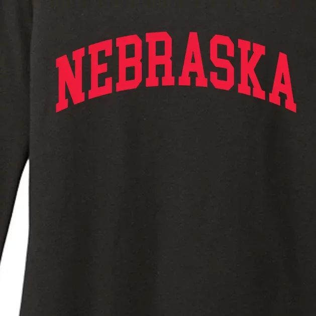 Retro Nebraska Vintage Design Classic Font Throwback Design Womens CVC Long Sleeve Shirt