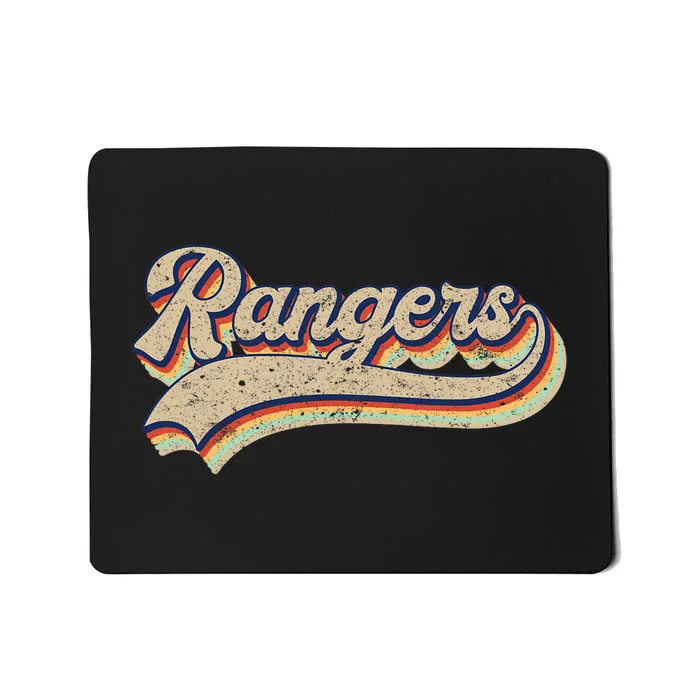 Rangers Name Vintage Retro Baseball Lovers Baseball Mousepad