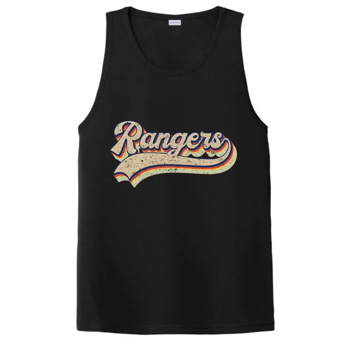 Rangers Name Vintage Retro Baseball Lovers Baseball Performance Tank