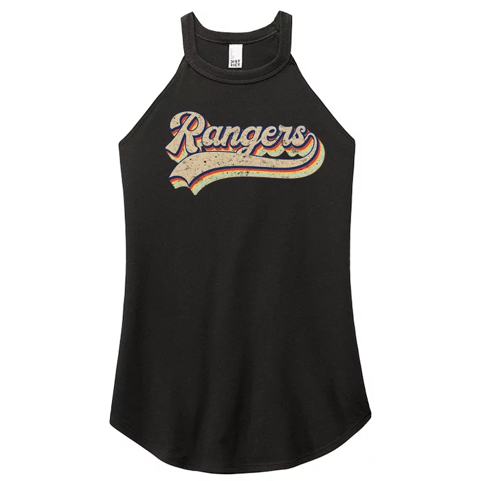 Rangers Name Vintage Retro Baseball Lovers Baseball Women’s Perfect Tri Rocker Tank