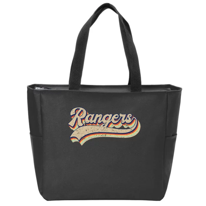 Rangers Name Vintage Retro Baseball Lovers Baseball Zip Tote Bag