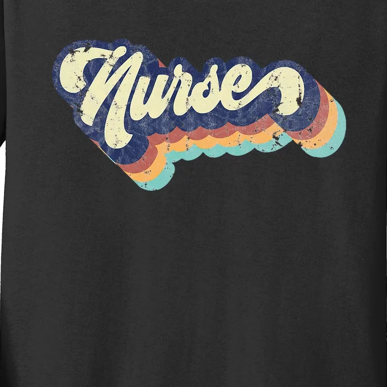 Retro Nurse Woman Wears A Nursing On NurseS Day Kids Long Sleeve Shirt