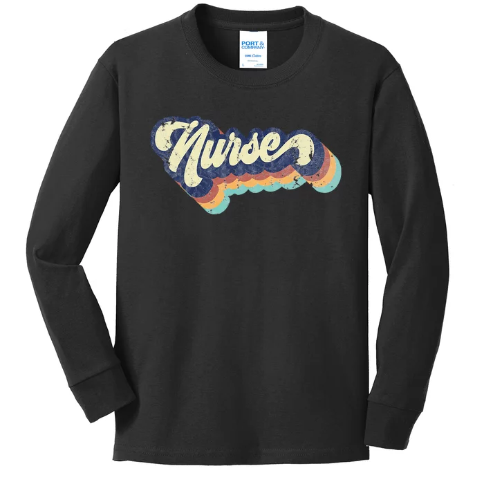 Retro Nurse Woman Wears A Nursing On NurseS Day Kids Long Sleeve Shirt