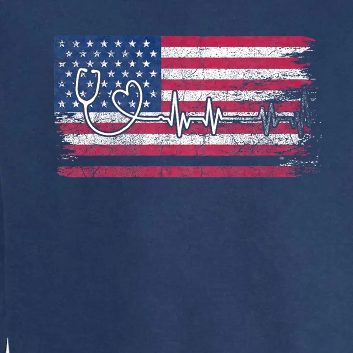 Rn Nurses Week For Er Nurse American Flag Nurse Garment-Dyed Sweatshirt