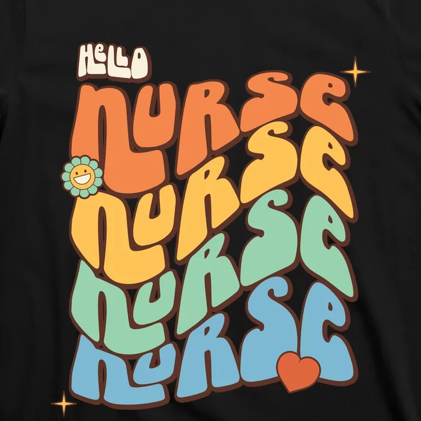 Retro Nurse Wavy Words Nursing School T-Shirt