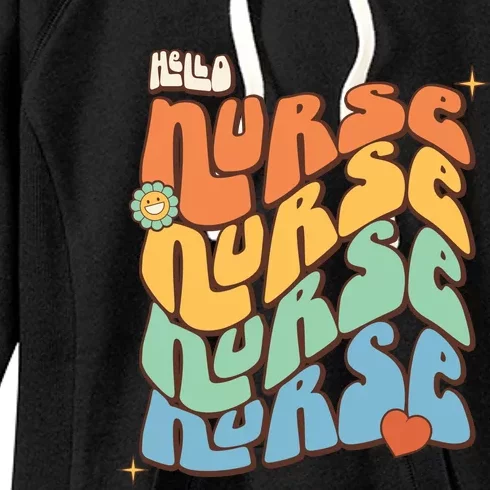 Retro Nurse Wavy Words Nursing School Women's Fleece Hoodie