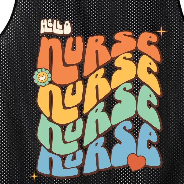 Retro Nurse Wavy Words Nursing School Mesh Reversible Basketball Jersey Tank