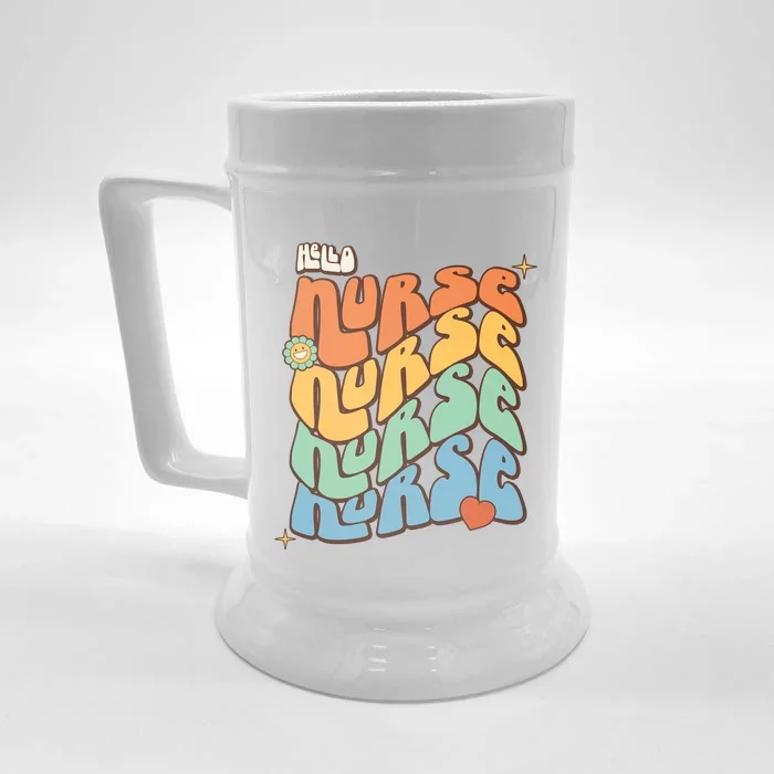 Retro Nurse Wavy Words Nursing School Front & Back Beer Stein