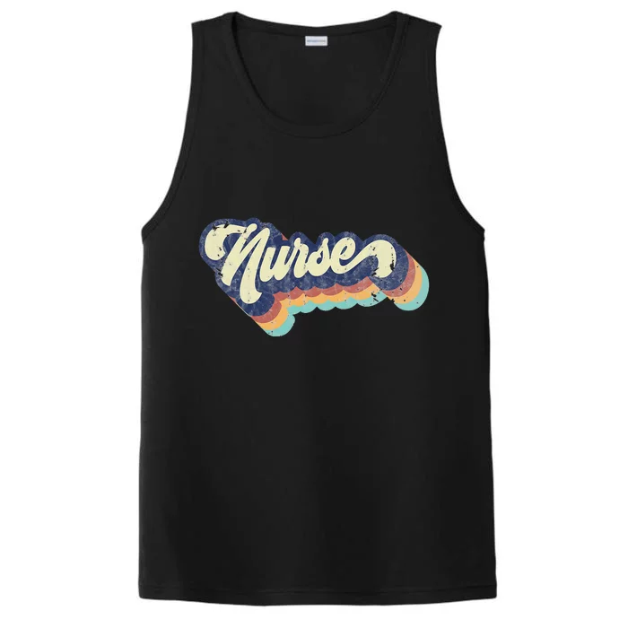 Retro Nurse Woman Wears a Nursing Tee on Nurse's Day Performance Tank