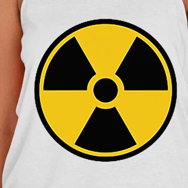 Radioactive Nuclear Warning Symbol Radiation Sign Energy Women's Knotted Racerback Tank