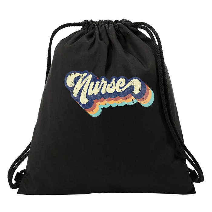 Retro Nurse Woman Wears A Nursing On NurseS Day Drawstring Bag