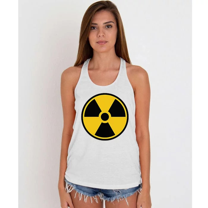 Radioactive Nuclear Warning Symbol Radiation Sign Energy Women's Knotted Racerback Tank