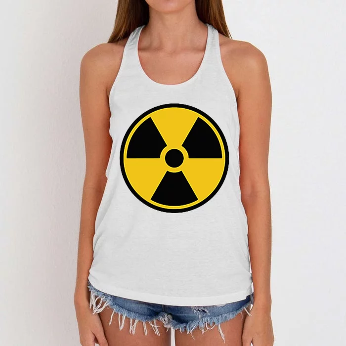 Radioactive Nuclear Warning Symbol Radiation Sign Energy Women's Knotted Racerback Tank