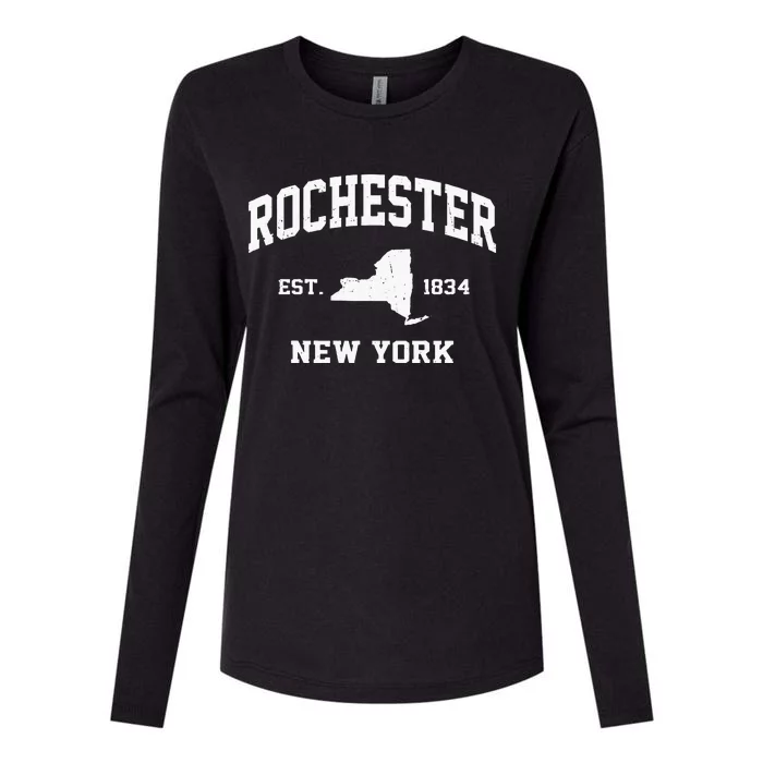 Rochester New York NY Vintage State Athletic Style Womens Cotton Relaxed Long Sleeve T-Shirt