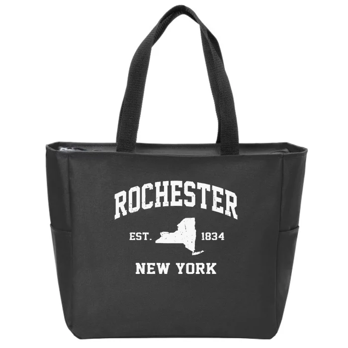 Rochester New York NY Vintage State Athletic Style Zip Tote Bag